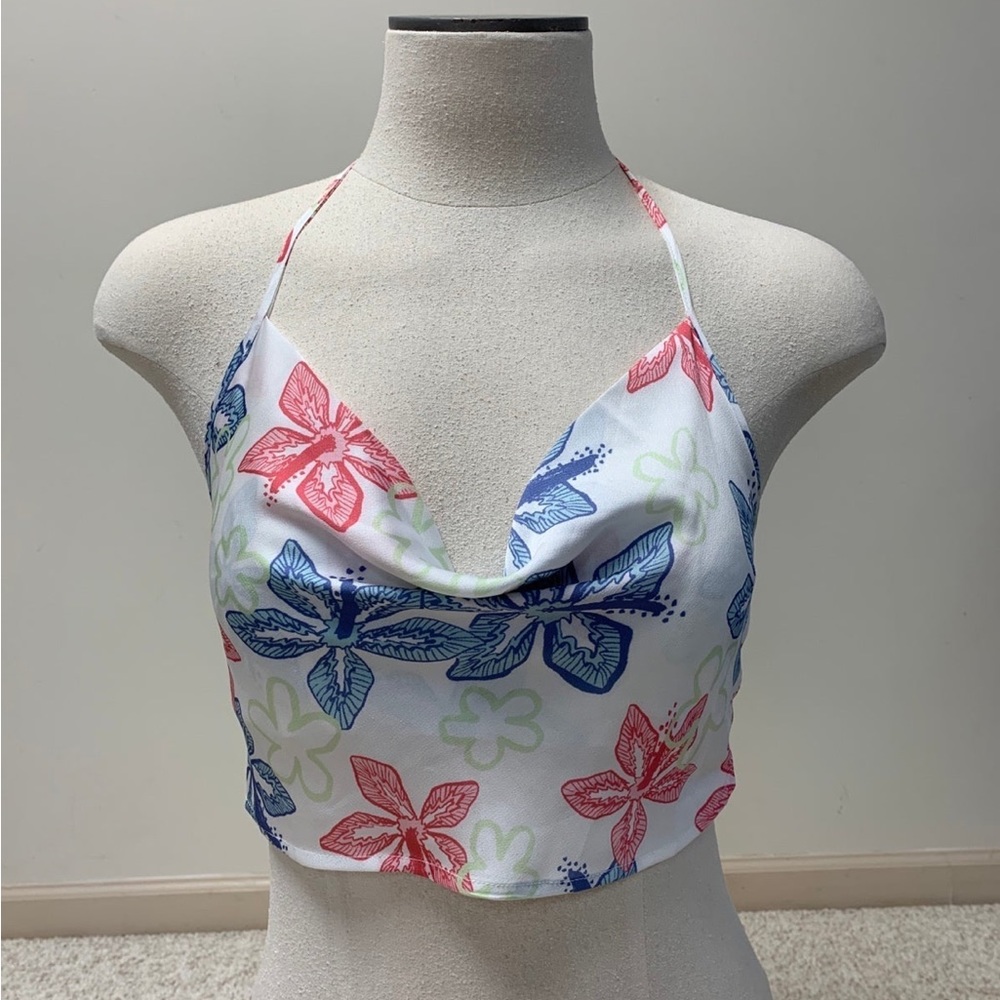 NWT PacSun Floral Halter Cowl Neck Tank Top